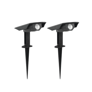 2er Set LUXULA LED Solar Gartenstrahler mit Erdspieß, neutralweißes Licht.