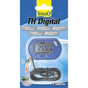 Tetra Aquarienthermometer TH Digital mit blauem Gehäuse und digitaler Anzeige.