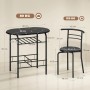 HOMCOM Essgruppen-Set: Schwarzer ovaler Tisch mit Marmor-Optik, Ablagefach und einem passenden Stuhl. MDF/Metall.