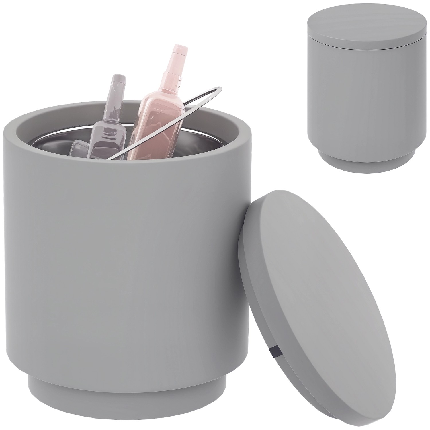 HOMCOM Beistelltisch Beton Edelstahl 37,5L x 37,5B x 43,5H cm Hellgrau