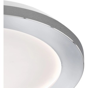 Moderne LED-Deckenleuchte Gotland in Chrom/Weiß, Ø 22 cm, dimmbar.