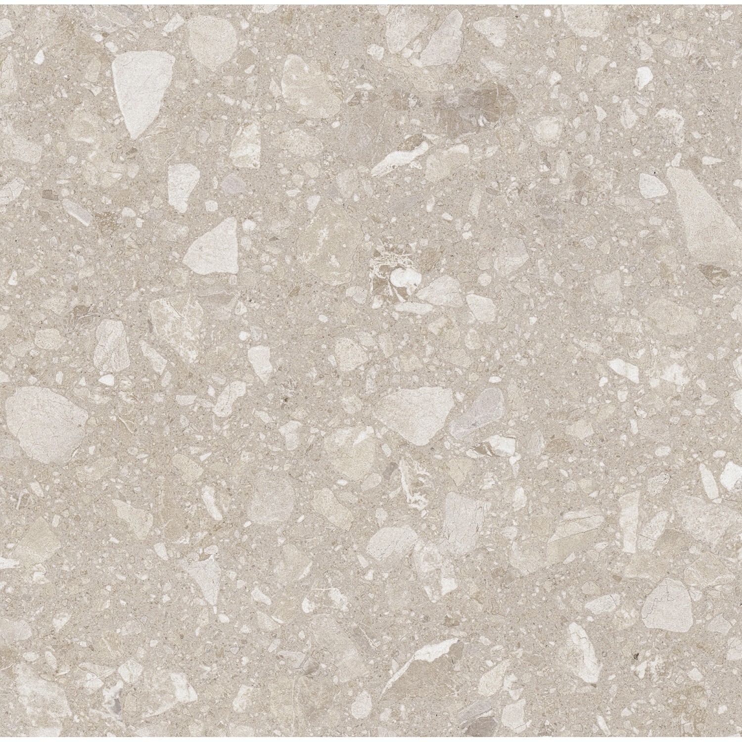 Beige Feinsteinzeug Bodenfliese, 60x60 cm, matte Oberfläche mit Stein-Optik.