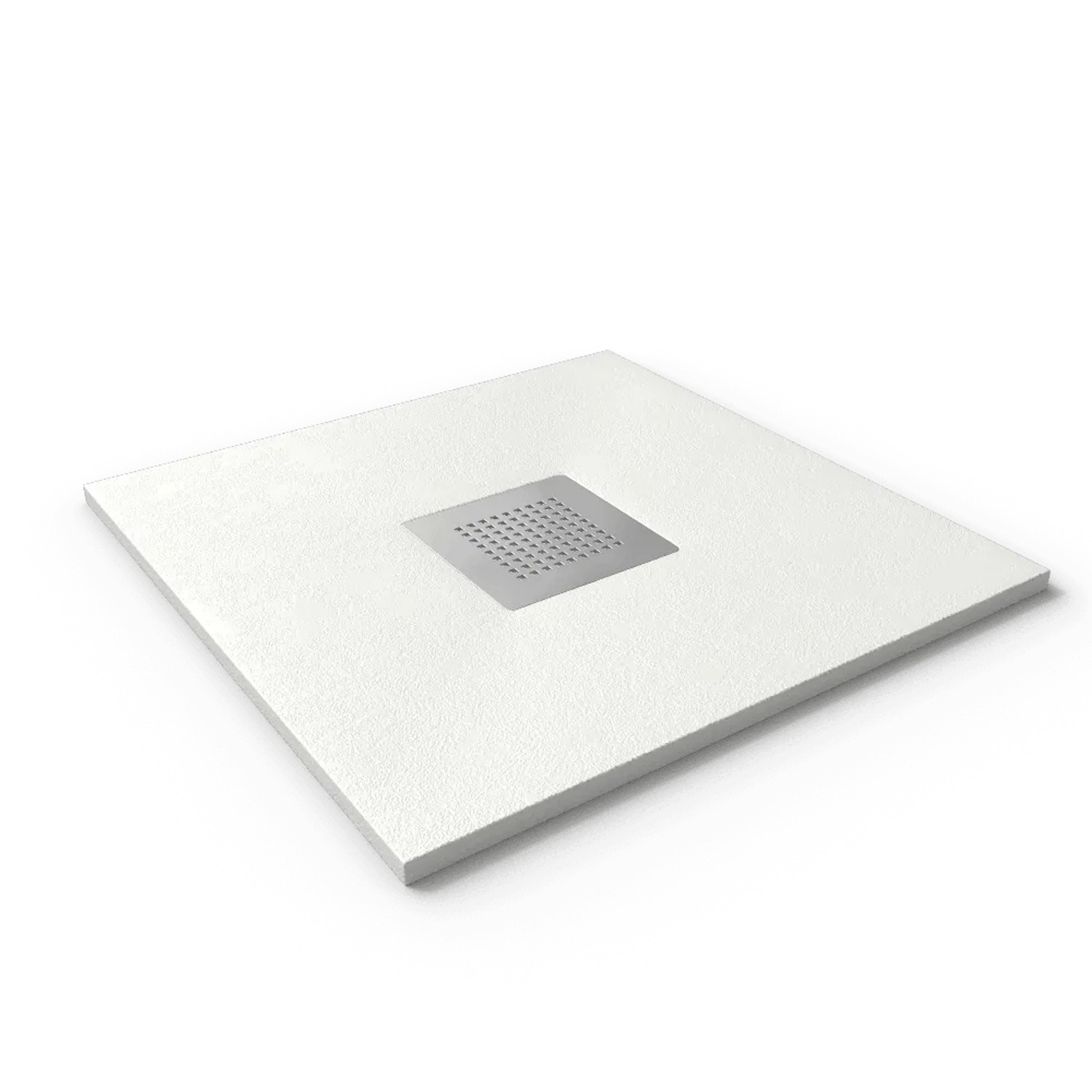 Stano Mineralguss Duschwanne Extra Flach Slate  Weiss Ablaufschutz Chrom 90x90cm