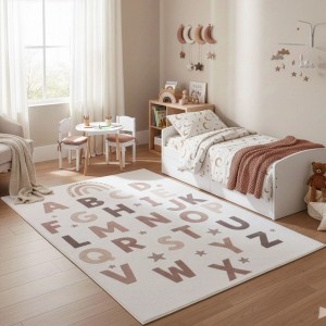 Ayyildiz Kinderteppich Coco creme mit Buchstaben und Regenbogen, 80x150 cm.