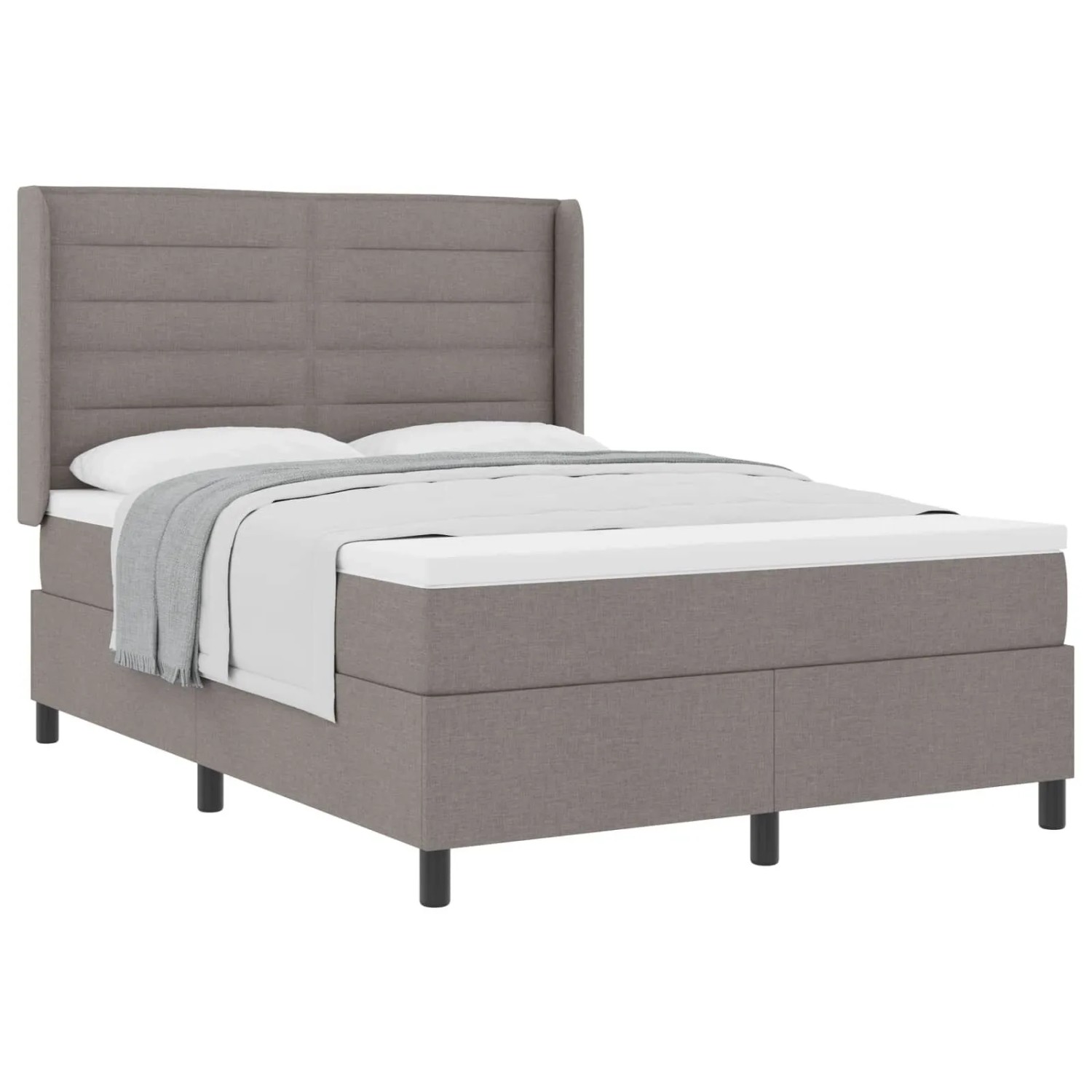 vidaXL Boxspringbett mit Matratze Taupe 200 x 140 cm Stoff 3341585
