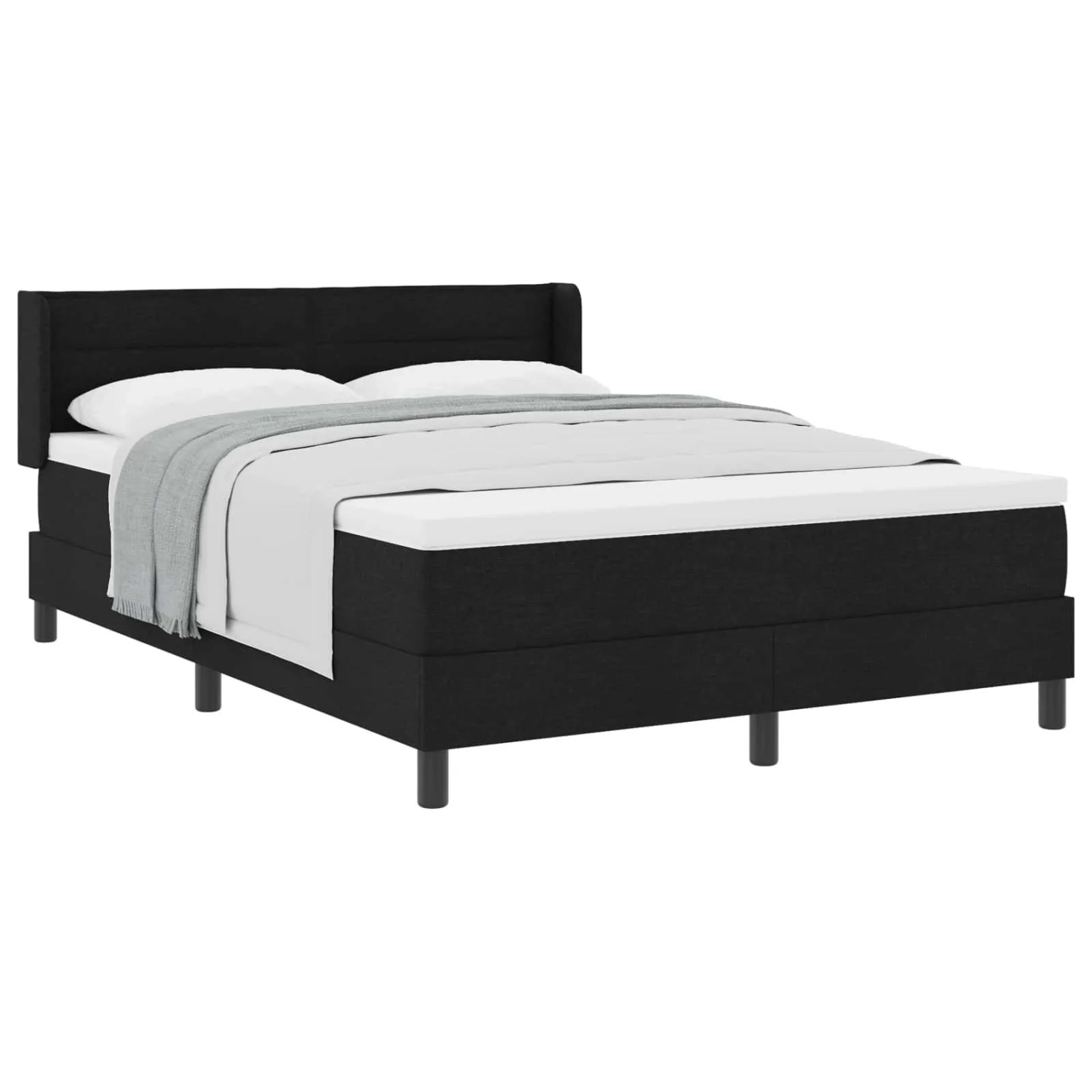 vidaXL Boxspringbett mit Matratze Schwarz 200 x 140 cm Polyester 3341043