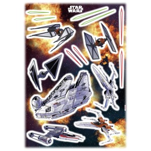 Komar Wandsticker Star Wars Spaceships (70x50cm) mit Raumschiffen und Lichtschwertern.