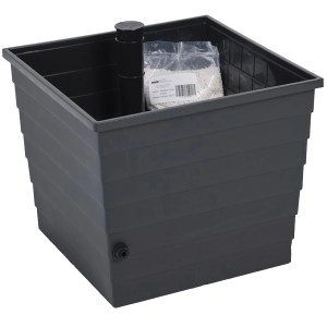 WaterUps Pflanzkübel, 48x48x43 cm, anthrazit, mit Reservoir-Element, Zulaufrohr und Perlit-Beutel.