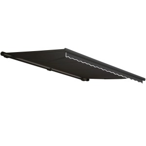 Anthrazitfarbene MCW Kassettenmarkise 4x3m mit Volant für Terrasse & Balkon.