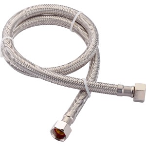 Flexibler Winkel-Anschlussschlauch, 800 mm, aus Edelstahl für Trinkwasserinstallation.