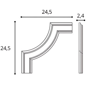 ORAC DECOR Eckstück P101A für Wandleiste P1020, weiß, 24,5x2,4x24,5cm. Zubehör für Paneele.