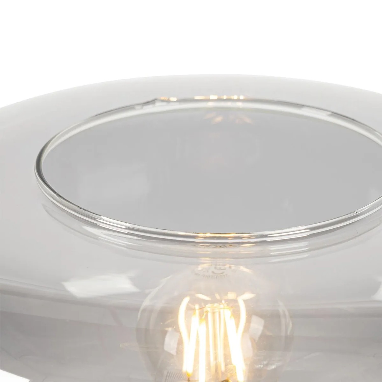 QAZQA Art Deco Stehlampe Schwarz mit Rauchglas Bizle_3