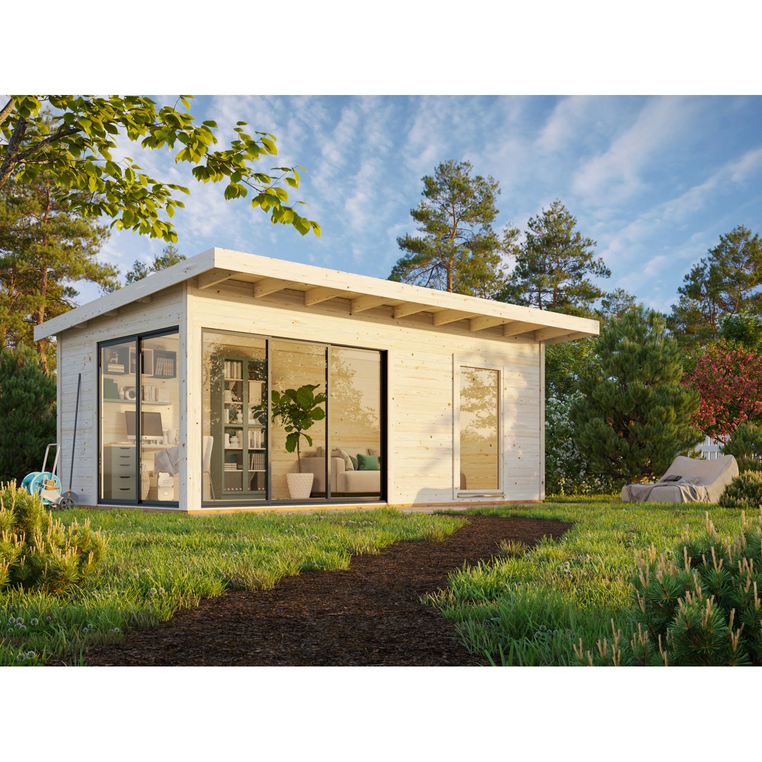 Palmako Gartenhaus Andrea Slide Plus 595 x 300 cm Weiß-Anthrazit FSC® günstig online kaufen