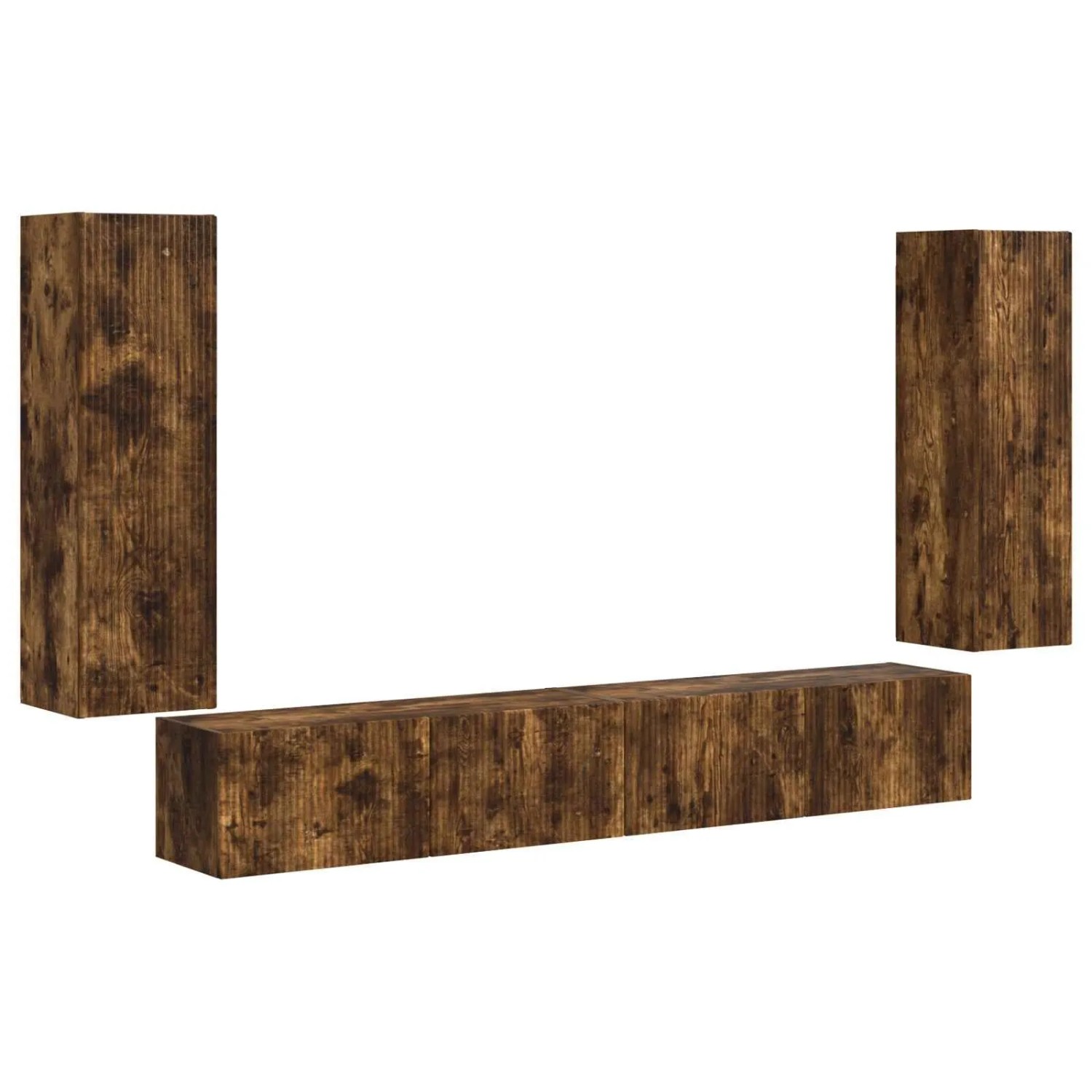 vidaXL TV-Wandregal-Set 4 Stk Geräucherte Eiche Holzwerkstoff 3408930