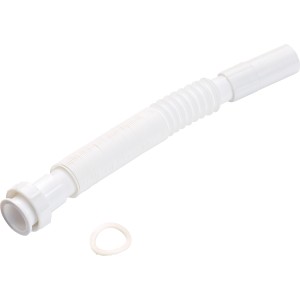 Weißes Siphon Flexrohr G 1 1/4 mit 38,9 mm für Waschtische im Bad.