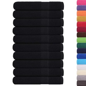 vidaXL Saunatücher, 10 Stk, Schwarz, 80x200 cm, Baumwolle, flauschig