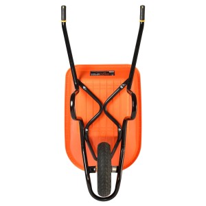 Haemmerlin Crusader Schubkarre, 120 l, Verbundstoff, Luftrad, Ansicht von hinten.