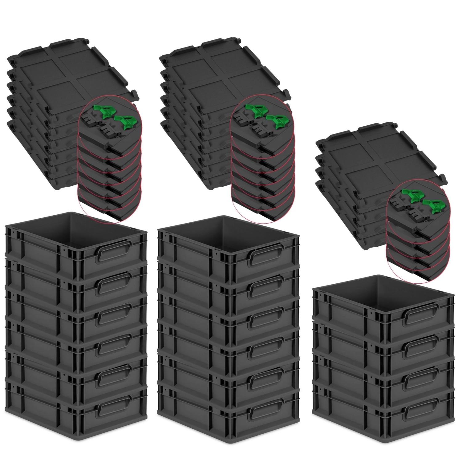 PROREGAL SuperSparSet 16x Eurobox Nextgen Grip Mit Scharnierdeckel Und Grün günstig online kaufen