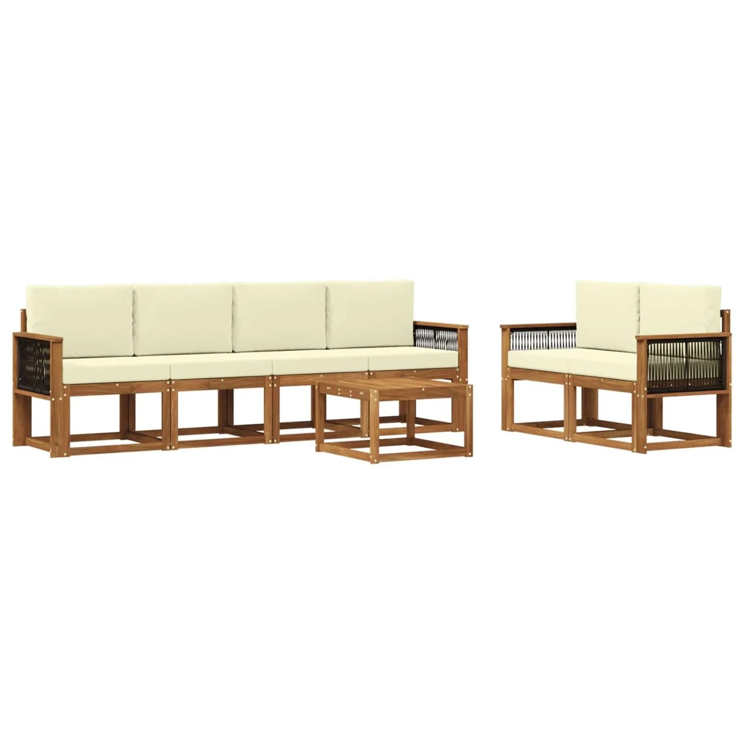 vidaXL Outdoor-Sofagarnitur mit Kissen 6 Stk Natur und Creme 3385011