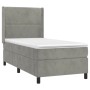 Hellgraues vidaXL Boxspringbett 100x200 cm mit Samtbezug, Matratze und Kopfteil.