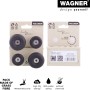 Wagner Wandhaken-Set Dot, 4 schwarze Haken in zwei Größen auf Verpackung.
