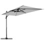Hellgrauer, rechteckiger Doppler Ampelschirm (245x135 cm) mit Dreh- und Neigefunktion.