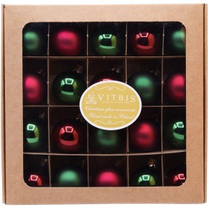 Vitbis Weihnachtskugeln, 20er Set, Grün/Bordeaux Mix, Ø 2cm, im Karton.