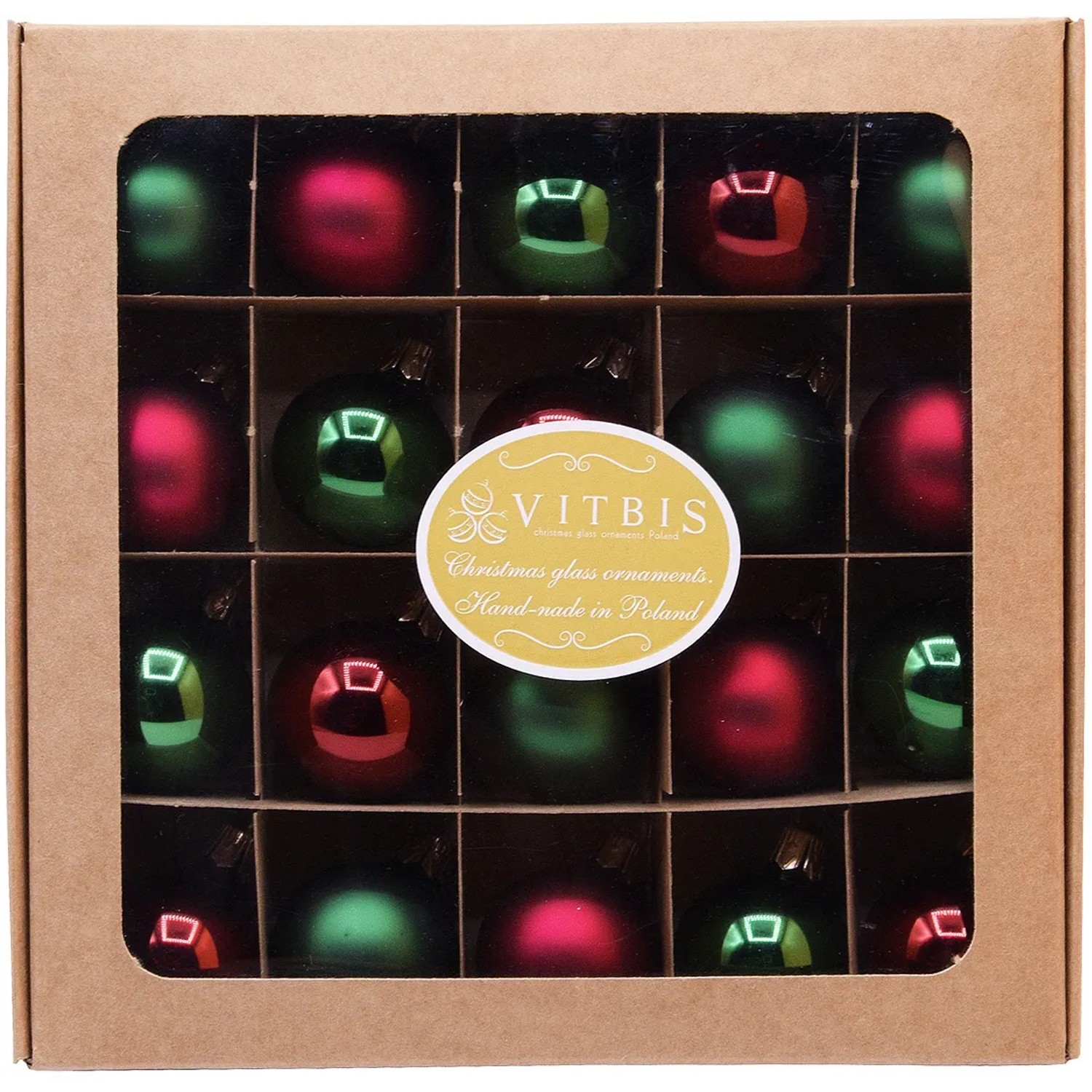 Vitbis Weihnachtskugeln Ø 2 cm 20 Stück Grün/Bordeaux Mix