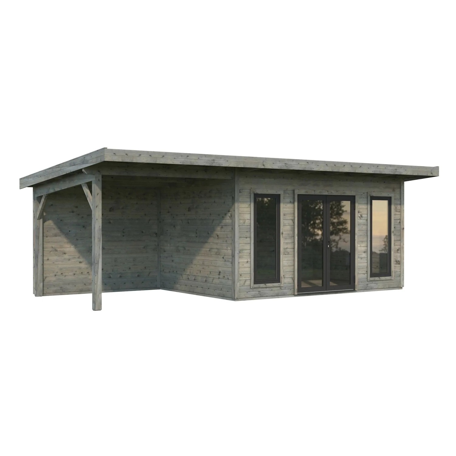 Palmako Holz-Gartenhaus Aurelia Pultdach Tauchgrundiert 749 cm x 300 cm 20,6 m²