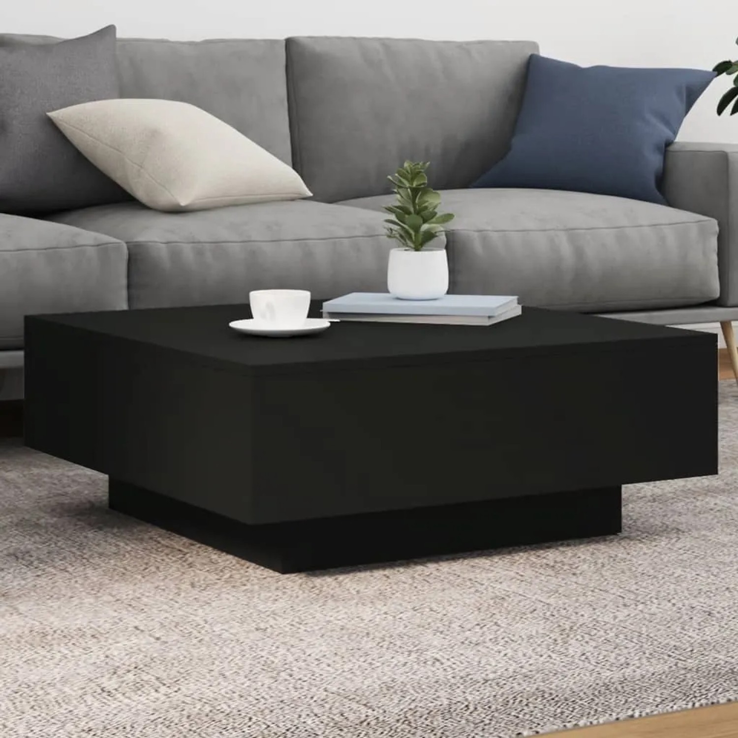vidaXL quadratischer Couchtisch Schwarz mit LED 80 x 80 cm kaufen bei OBI