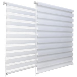 Sol Royal Doppelrollo SolDecor DL2, 120x150cm, weiß, für Fenster, mit transparenten und blickdichten Streifen.