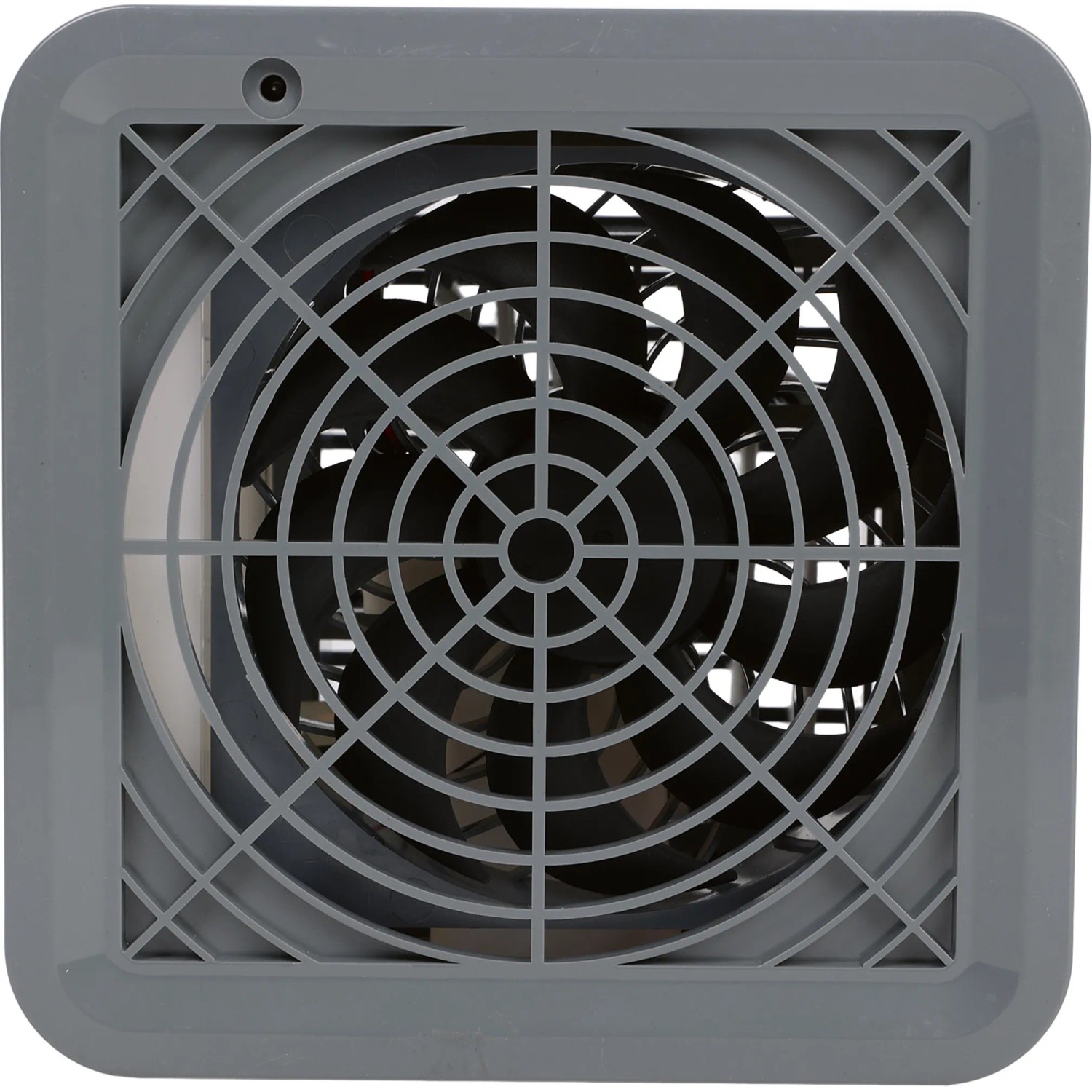 Grauer Mini Luftkühler (5 W) mit Schutzgitter für kühle Luft im Raum.
