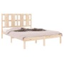 vidaXL Massivholzbett, 135x190 cm, Kiefernholz, Doppelbett mit Lattenrost und Kopfteil.