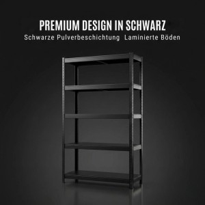 Albatros SR2B Premium Schwerlastregal 875 Kg 180x90x40 Cm Mit 5 Verstellbaren Ablagen Schwarz