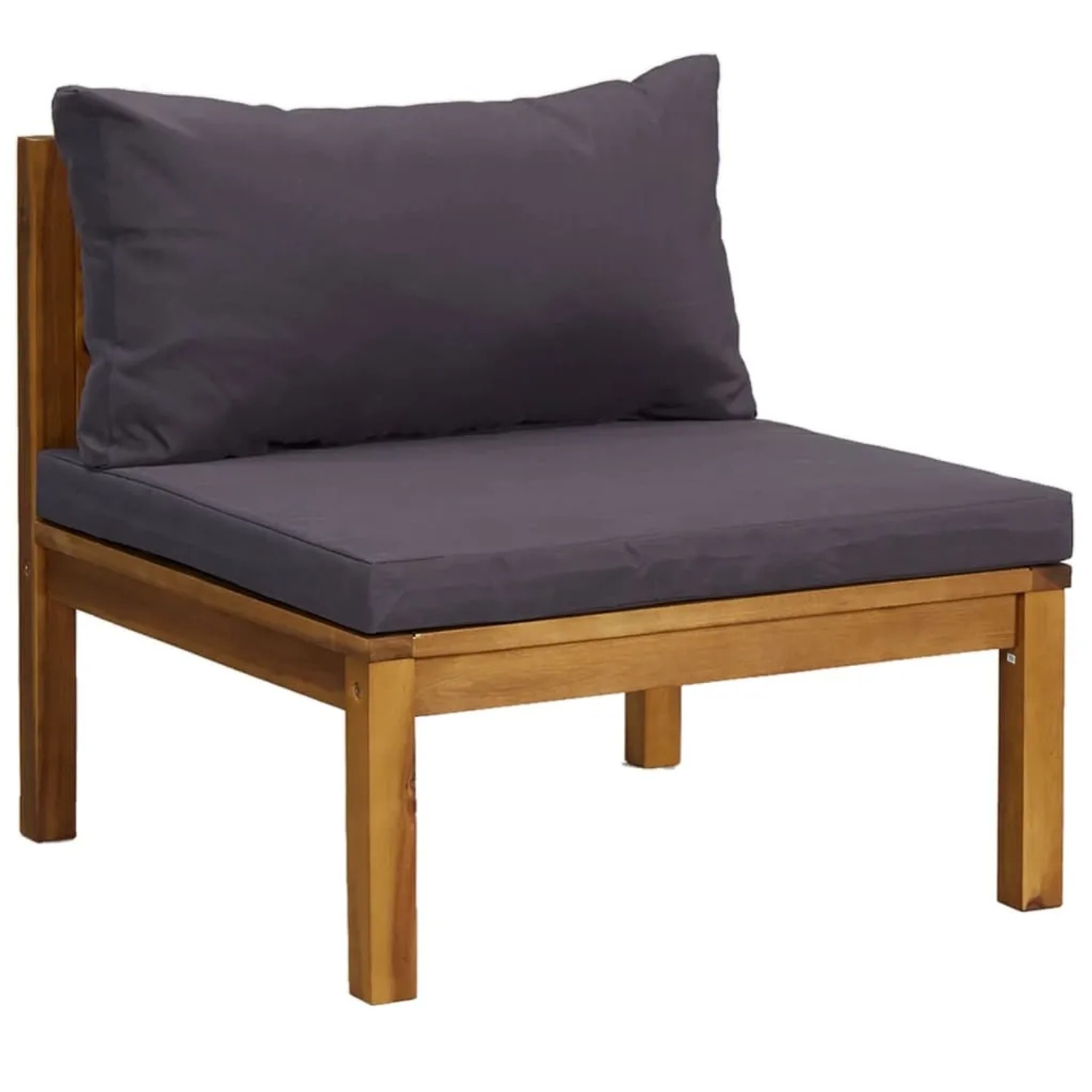 vidaXL Gartenmöbel Lounge-Ecke aus Akazienholz mit dunkelgrauen Auflagen.