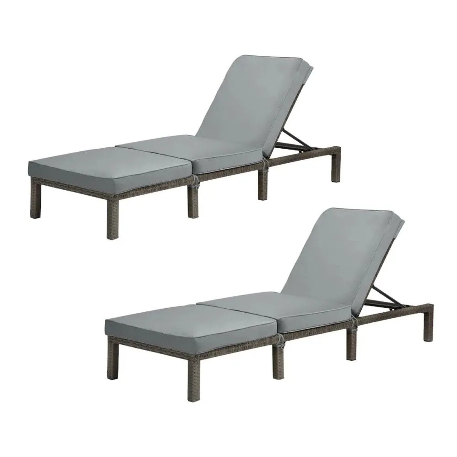 Svita Peach 2er Set Gartenliege mit Polster Klappbar Polyrattan Grau