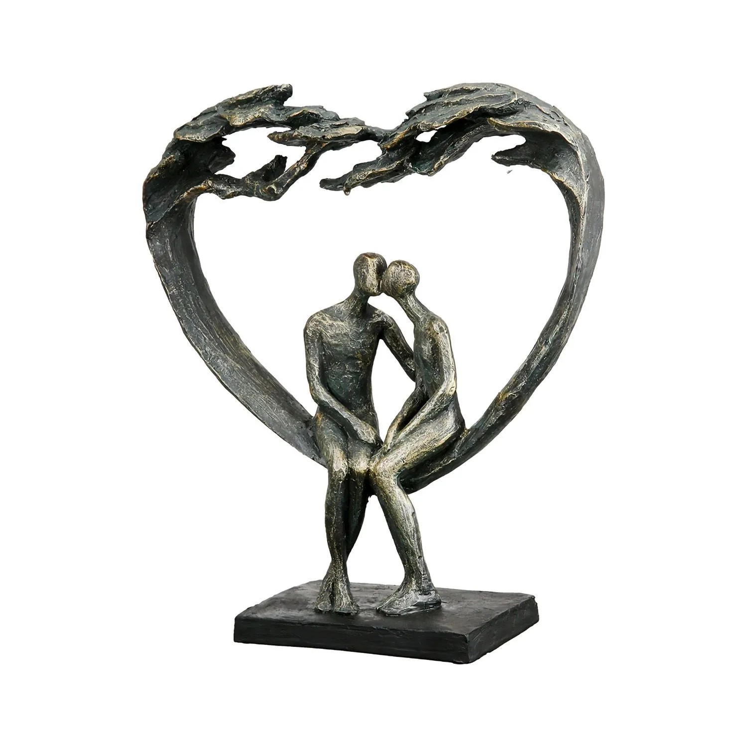 Gilde Skulptur Kiss under Tree Bronzefarben 30 cm x 26,5 cm