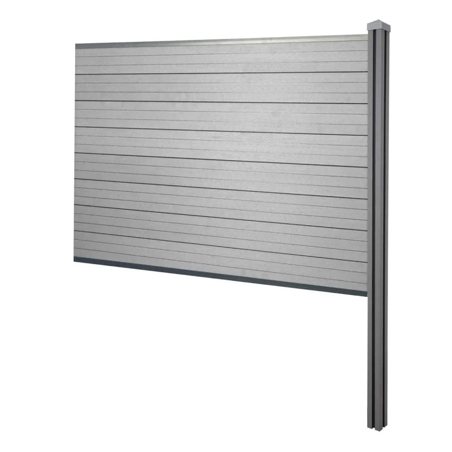 MCW WPC-Sichtschutz Savoie Zaun Windschutz WPC-Pfosten Zum Einbetonieren - Erweiterungselement 188cm Grau