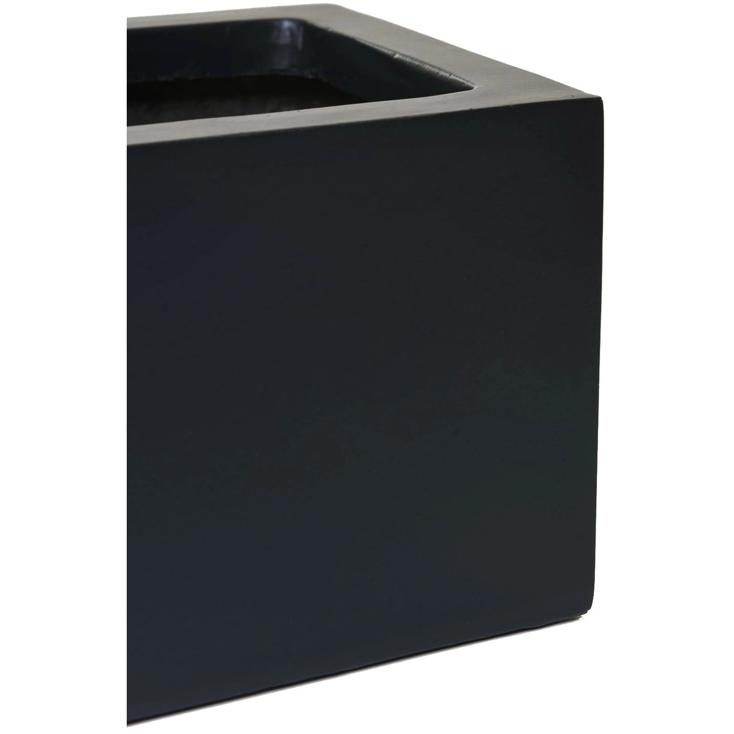 Detailansicht des anthrazitfarbenen Vivanno Pflanzkasten Flobo, 45x17x15 cm.
