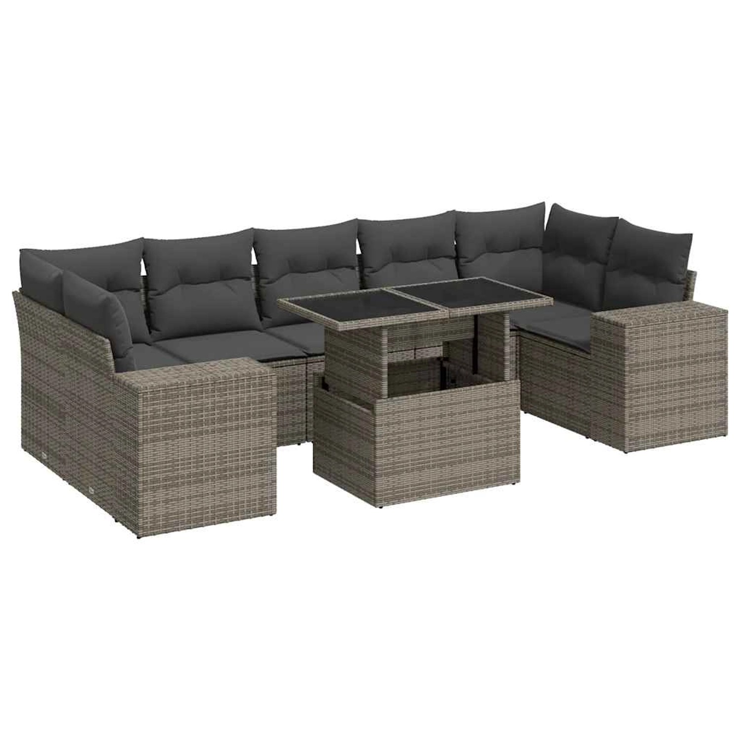 vidaXL 8-Tlg Garten-Sofagarnitur mit Kissen Grau Poly Rattan 3326761 günstig online kaufen