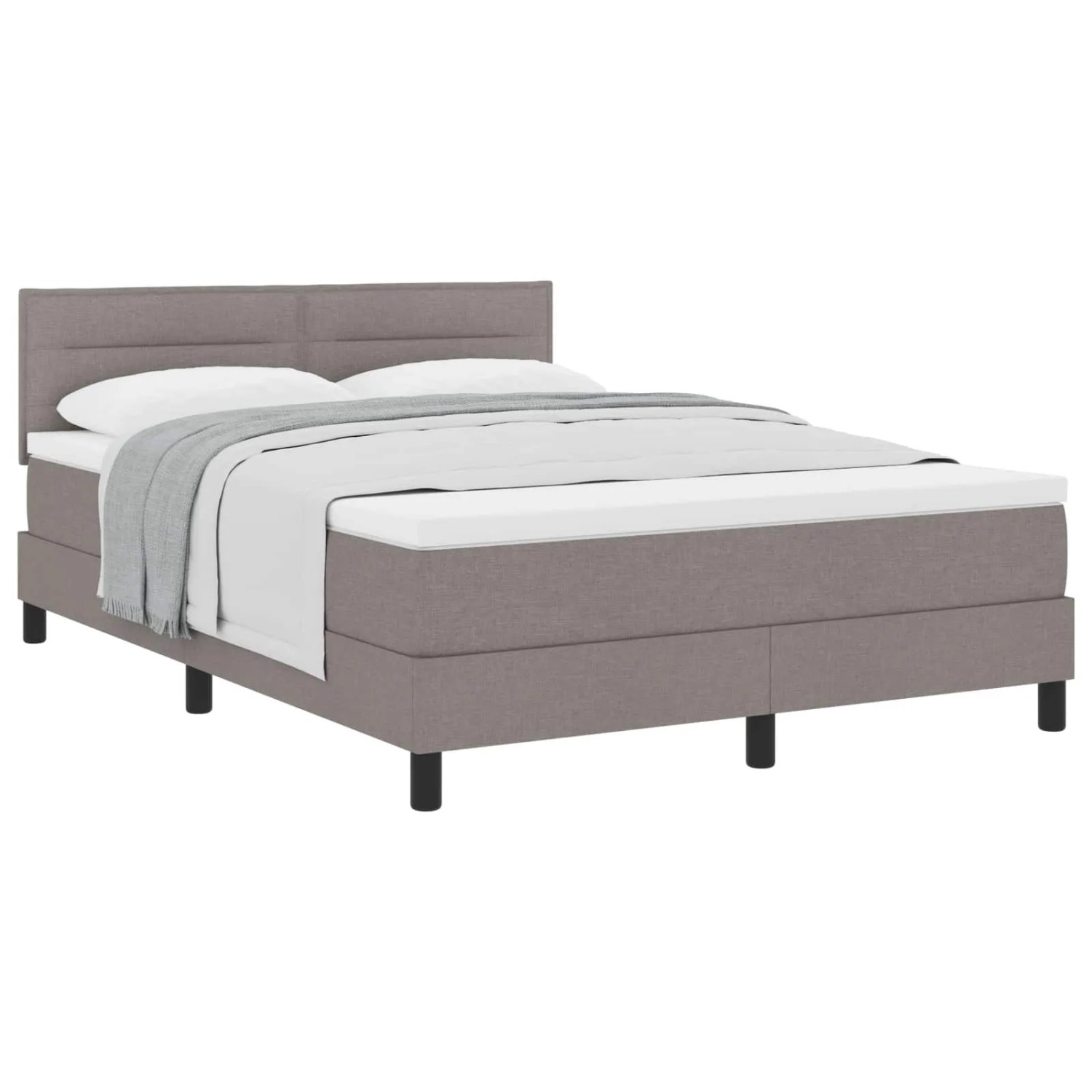 vidaXL Boxspringbett mit Matratze Taupe 160 x 200 cm Stoff 3338626