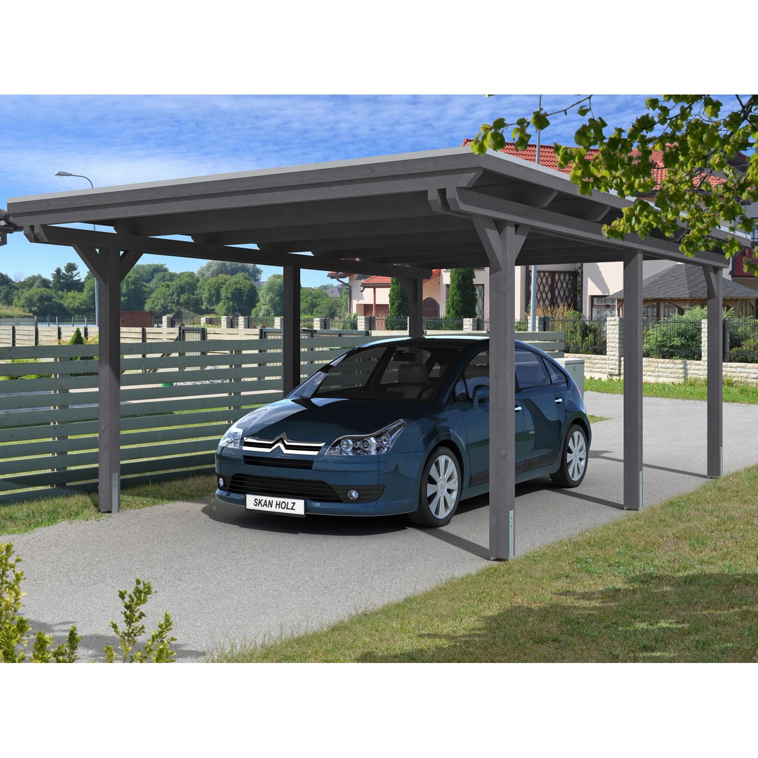 Skan Holz Carport Emsland 404 cm x 604 cm Schiefergrau günstig online kaufen