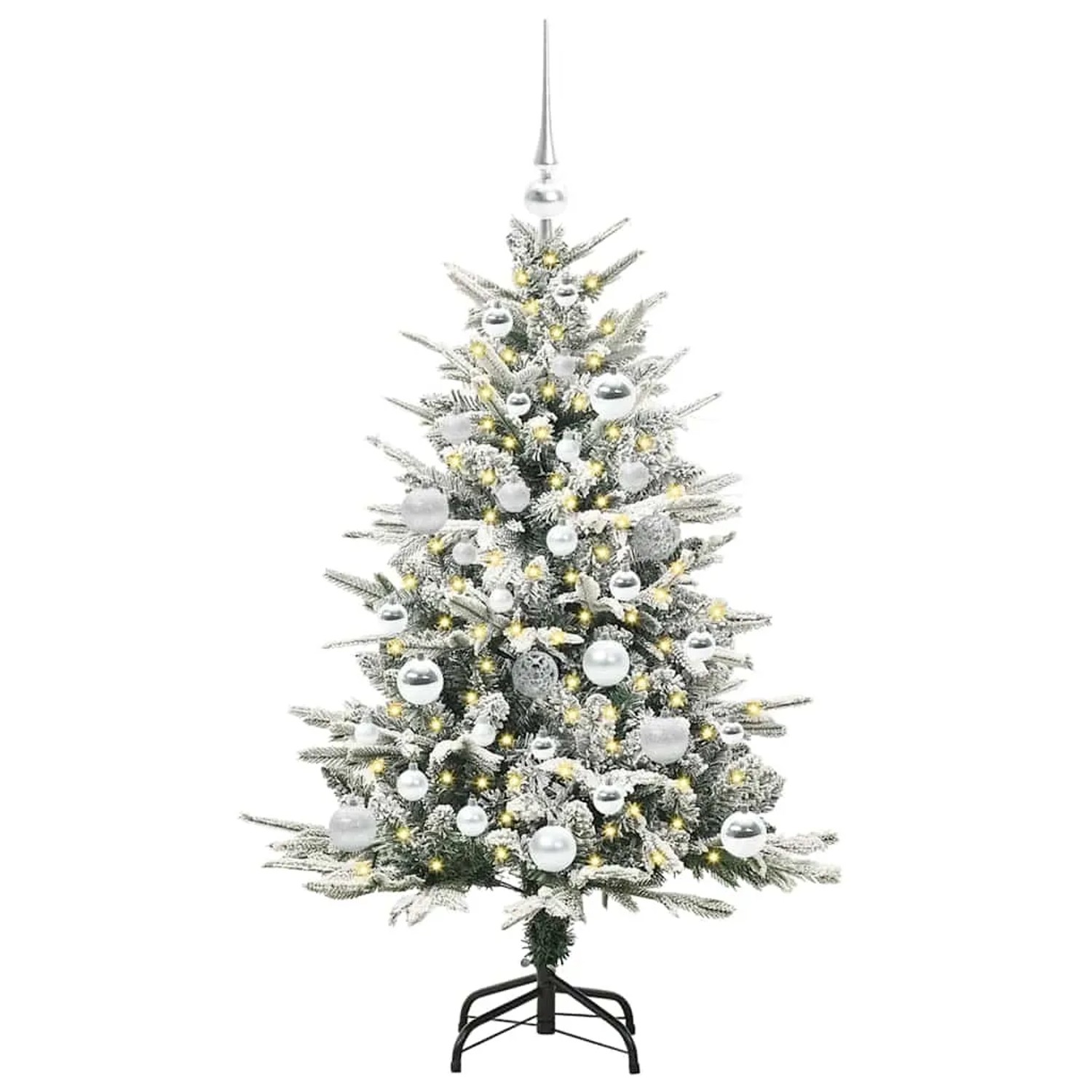 vidaXL Künstlicher Vorbeleuchteter Weihnachtsbaum mit Kugelset Grün 3395380