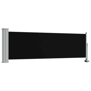 Ausziehbare, schwarze Seitenmarkise 80x300 cm von vidaXL für Terrasse und Balkon.