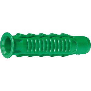 Grüner Spax Spreizdübel SD 8x40 mm aus Nylon, geeignet für Schrauben, Detailaufnahme.