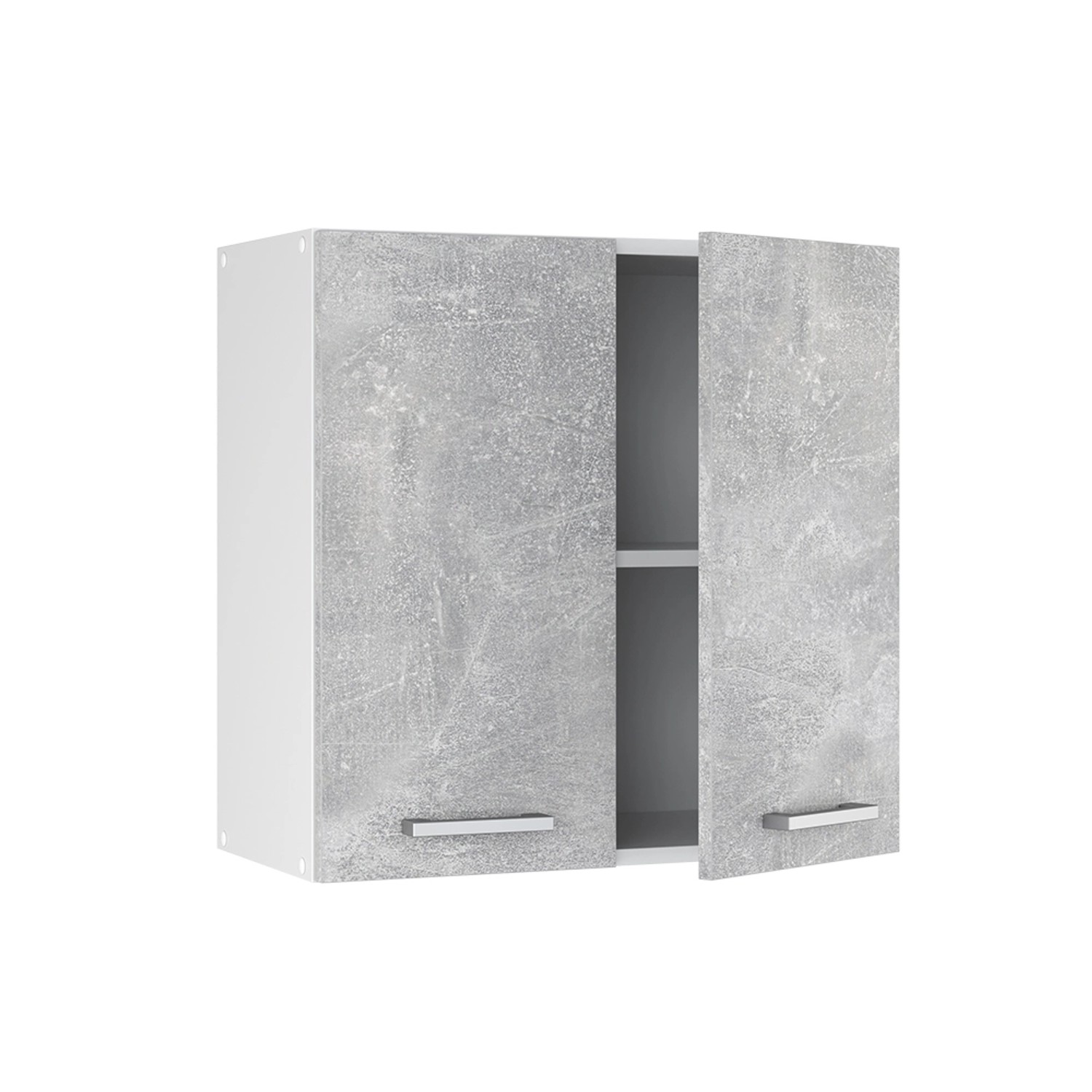 Vicco Hängeschrank R-Line, 60 cm, Beton/Weiß, Küchenschrank mit zwei Türen und Regalboden.