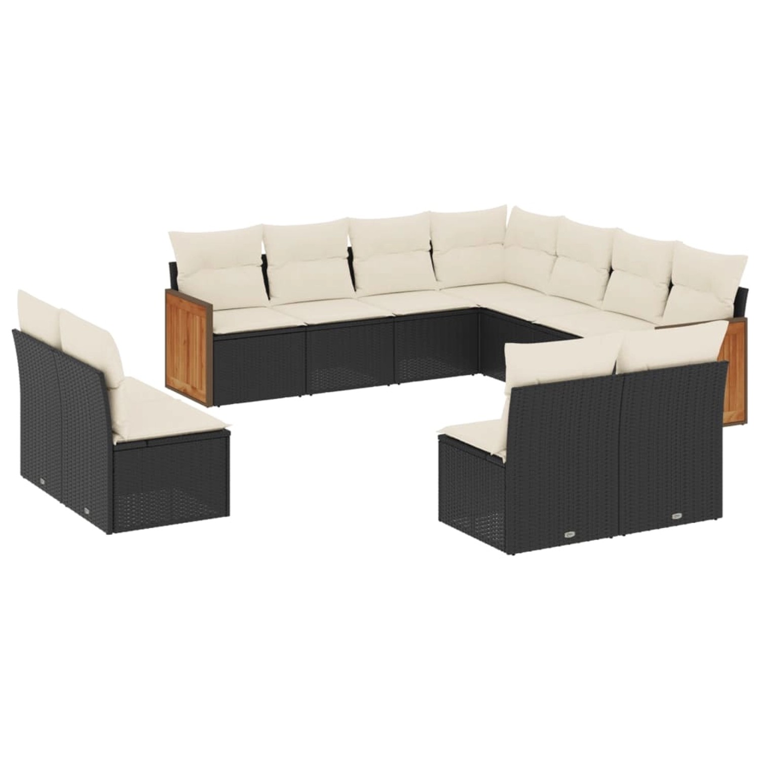Thumbnail - vidaXL 11-Tlg Garten-Sofagarnitur mit Kissen Schwarz Poly Rattan 3260166