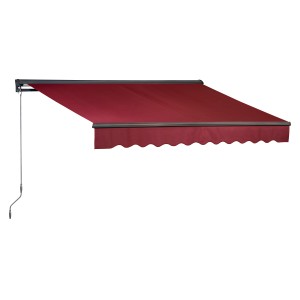 Hülsenmarkise Bedford 4x2,5m in Berryrot für Terrasse und Balkon.