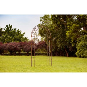 Unbeschichteter Eleo Rosenbogen Cosenza, 235 cm, im Garten. Gartendekoration für Kletterpflanzen.