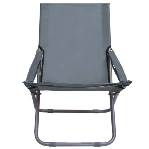 Grauer Furnicato Klappbarer Strandstuhl aus Stoff, ideal für Garten und Camping.